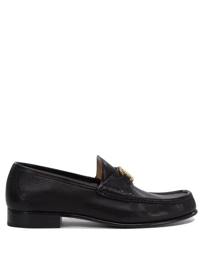 Valentino Garavani Men Black Leather Vlogo Loafers