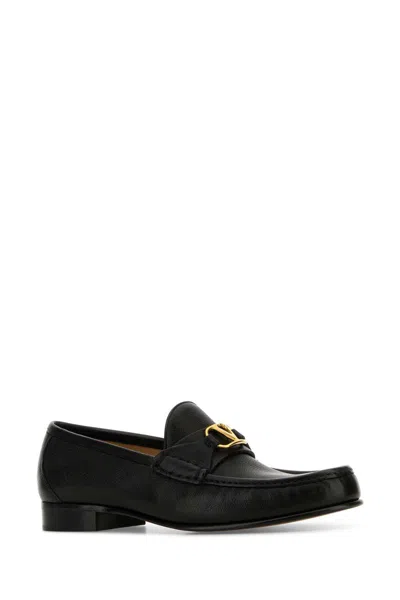 Valentino Garavani Men Black Leather Vlogo Loafers