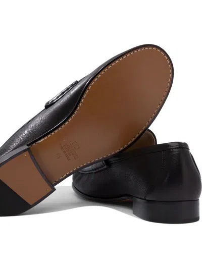 Valentino Garavani Men Black Leather Vlogo Loafers