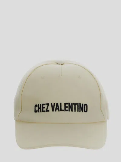 Valentino Garavani Ivory Cotton Baseball Cap With Adjustable Embroidered Logo In Neutral