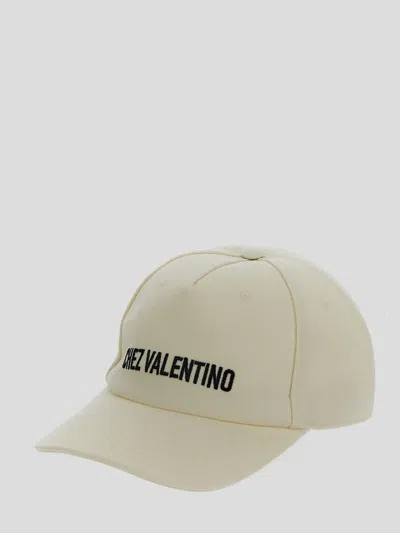 Valentino Garavani Ivory Cotton Baseball Cap With Adjustable Embroidered Logo In Neutral