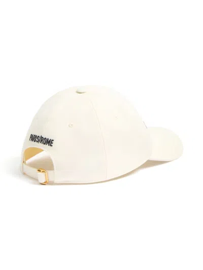Valentino Garavani Ivory Cotton Baseball Cap With Adjustable Embroidered Logo In Neutral