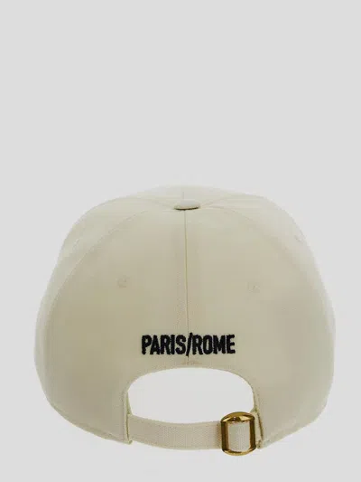 Valentino Garavani Ivory Cotton Baseball Cap With Adjustable Embroidered Logo In Neutral