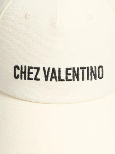 Valentino Garavani Ivory Cotton Baseball Cap With Adjustable Embroidered Logo In Neutral