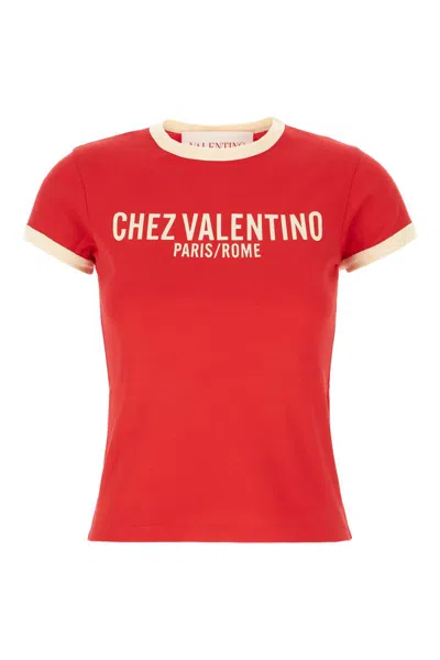 Valentino Crew Neck Cotton Jersey T-shirt With Contrasting Trims