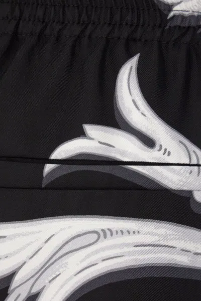 Versace Acanthus Leaves Barocco Printed Shorts In Black