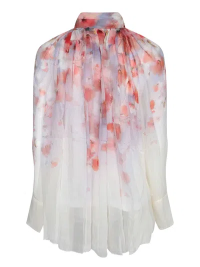 Zimmermann Crush Pleated Floral-print Crepon Blouse In White