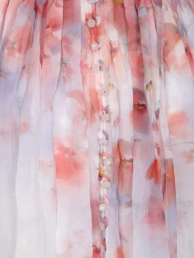 Zimmermann Crush Pleated Floral-print Crepon Blouse In White