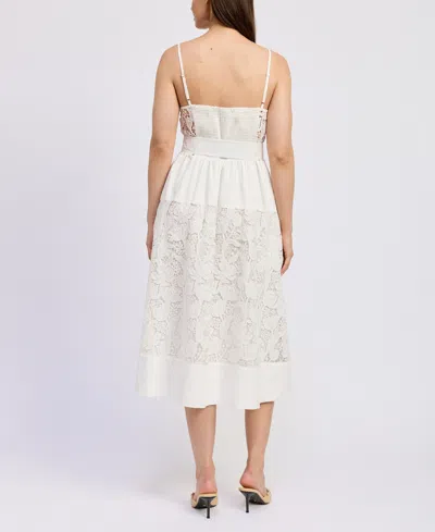 En Saison Marisol Lace Bustier Belted Midi Dress In Neutral