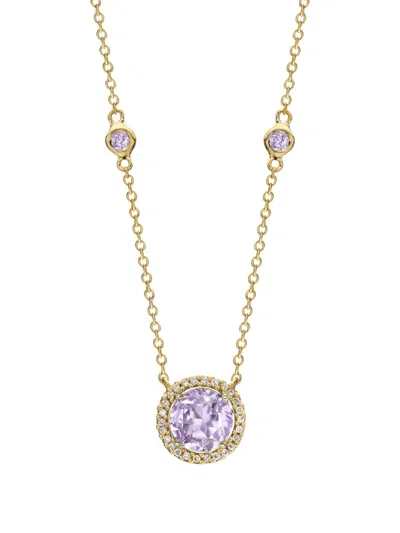 Kiki Mcdonough 18k Yellow Gold Grace Amethyst And Diamond Necklace In Gold