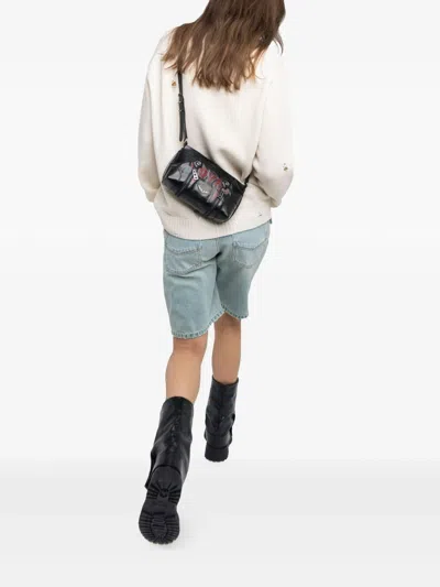 Zadig & Voltaire Sunny Mood Punk Embellished Leather Shoulder Bag In Black