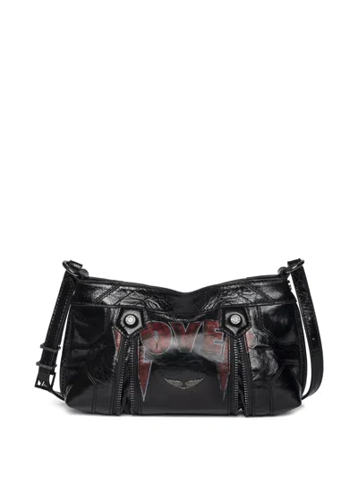 Zadig & Voltaire Sunny Mood Punk Embellished Leather Shoulder Bag In Black