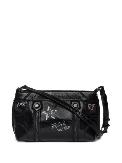 Zadig & Voltaire Sunny Mood Punk Embellished Leather Shoulder Bag In Black