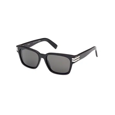Zegna 55mm Polarized Rectangular Sunglasses