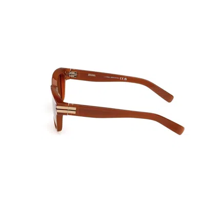 Zegna 55mm Polarized Rectangular Sunglasses