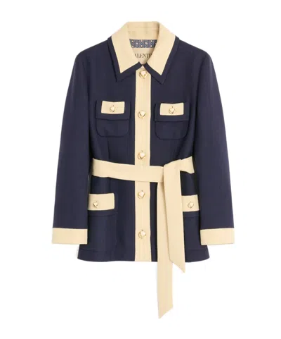 Valentino Collared Single-breasted Coat Jacket With Belted Waist In Animal Print