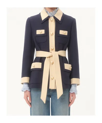 Valentino Collared Single-breasted Coat Jacket With Belted Waist In Animal Print