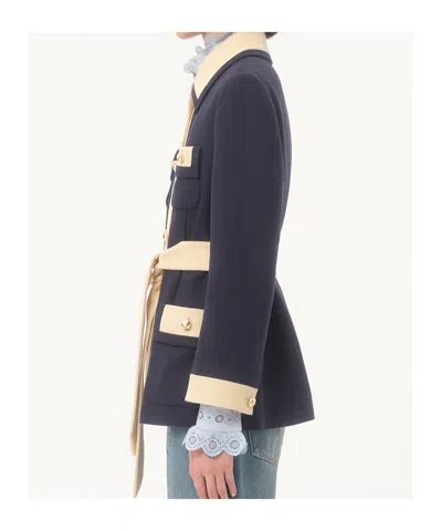 Valentino Collared Single-breasted Coat Jacket With Belted Waist In Animal Print