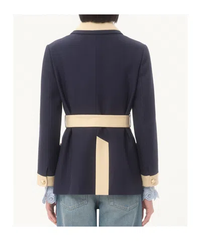 Valentino Collared Single-breasted Coat Jacket With Belted Waist In Animal Print