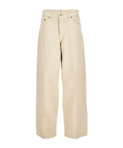 Haikure Oversized Velvet Trousers Belt Loops In Brown