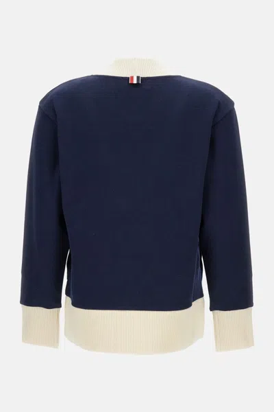 Thom Browne Contrasting-trim V-neck Cardigan In Blue