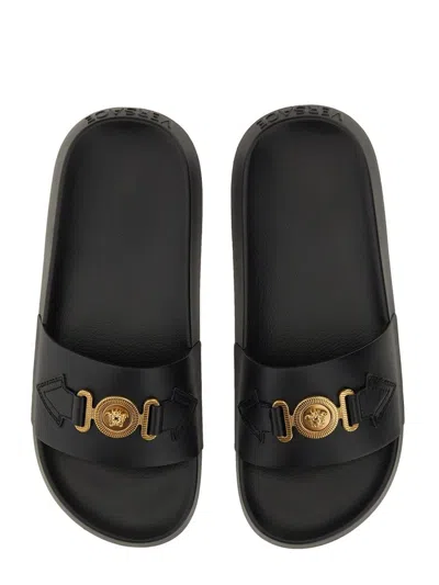 Versace Slide Sandal In Black