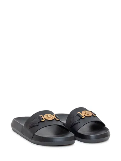 Versace Slide Sandal In Black