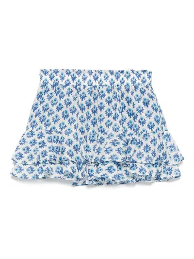 Mc2 Saint Barth Woman Silk Voile Ruffled Mini Skirt Eivissa In Multi