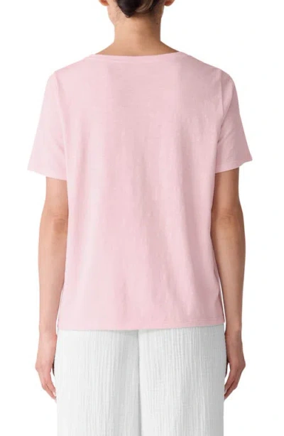 Eileen Fisher Crewneck Pocket Organic Cotton T-shirt In Pink