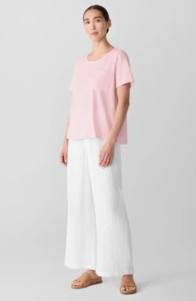 Eileen Fisher Crewneck Pocket Organic Cotton T-shirt In Pink