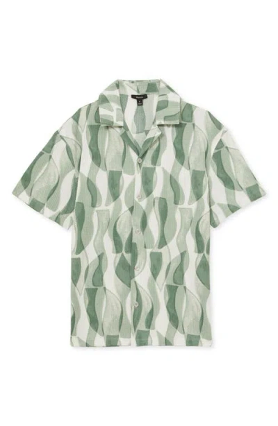 Reiss Taro Textured Printed Cuban Shirt
