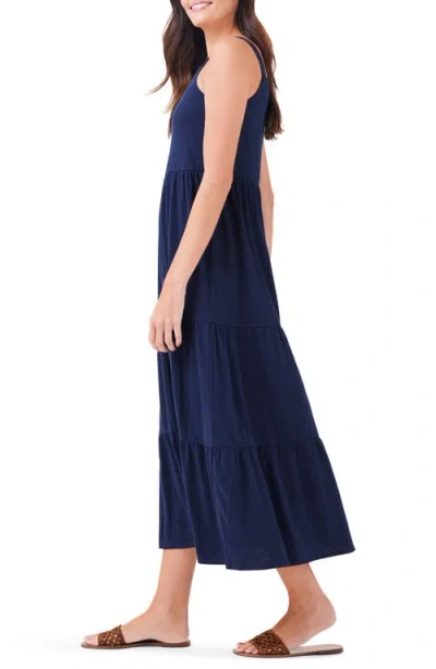 Nzt By Nic+zoe Tiered Cotton Blend Midi Sundress