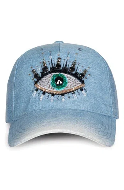 Kurt Geiger Evil Eye Denim Baseball Cap