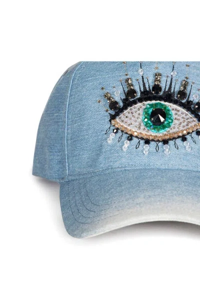 Kurt Geiger Evil Eye Denim Baseball Cap