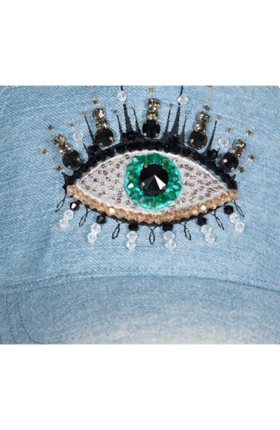 Kurt Geiger Evil Eye Denim Baseball Cap
