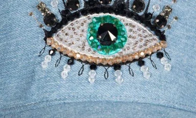 Kurt Geiger Evil Eye Denim Baseball Cap