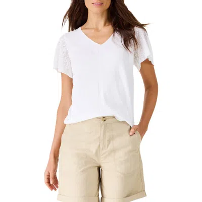 Nic + Zoe Nic+zoe Pointelle Sleeve Linen-blend Sweater