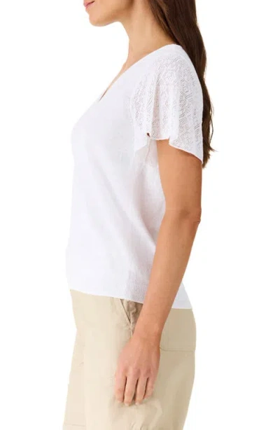 Nic + Zoe Nic+zoe Pointelle Sleeve Linen-blend Sweater