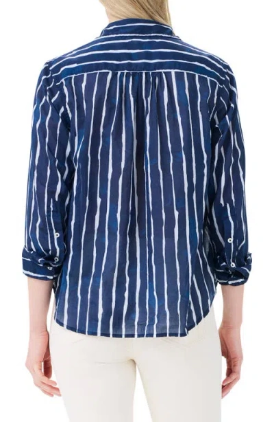 Nic + Zoe Nic+zoe Watercolor Stripe Girlfriend Cotton Button-up Shirt