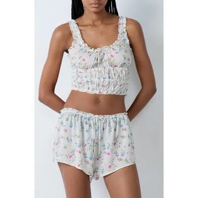 Etam Prati Ruffle Crop Pajama Camisole In Multi