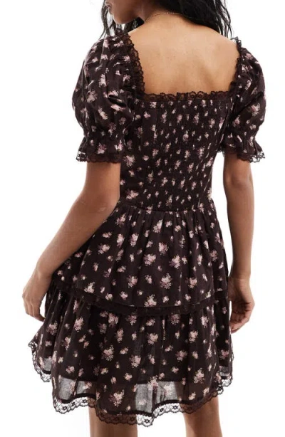 Miss Selfridge Floral Print Tiered Corset Minidress