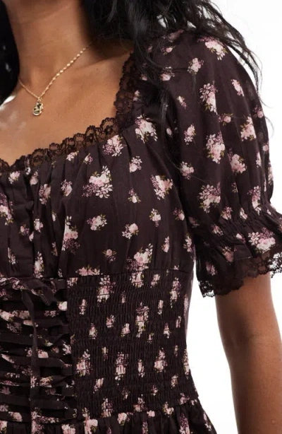 Miss Selfridge Floral Print Tiered Corset Minidress