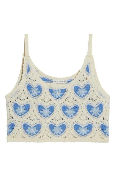 Avec Les Filles Heart Crochet Crop Tank