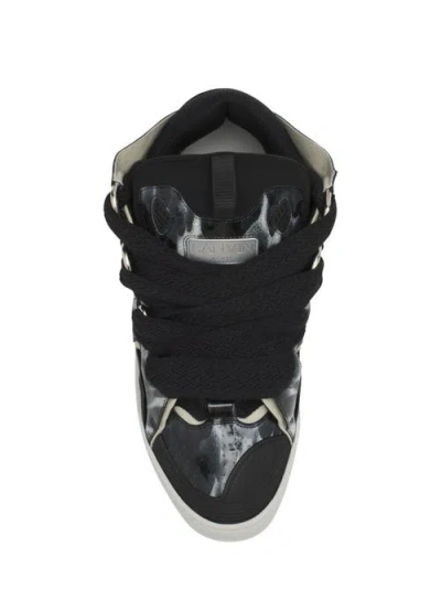 Lanvin Curb Leather Sneakers With Sparkles