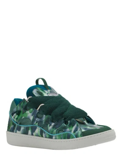 Lanvin Curb Leather Sneakers With Sparkles