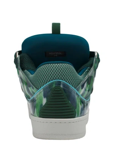 Lanvin Curb Leather Sneakers With Sparkles
