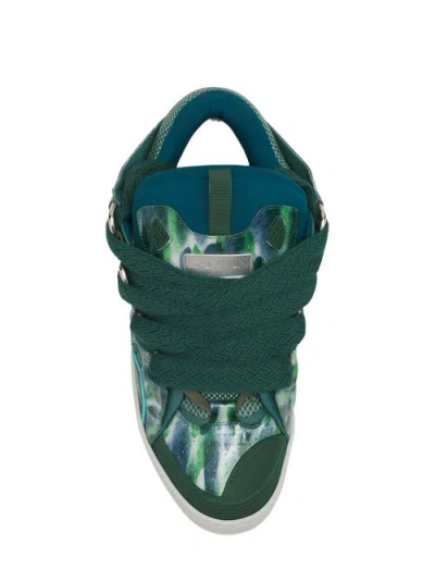 Lanvin Curb Leather Sneakers With Sparkles