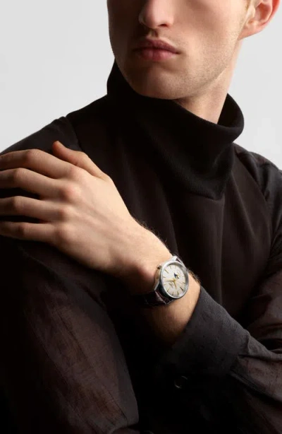 Longines Flagship Heritage Moonphase Automatic Alligator Embossed Leather Strap Watch, 38.5mm
