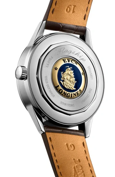 Longines Flagship Heritage Moonphase Automatic Alligator Embossed Leather Strap Watch, 38.5mm