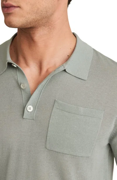 Reiss Sage Patch Pocket Knit Polo Shirt In Green
